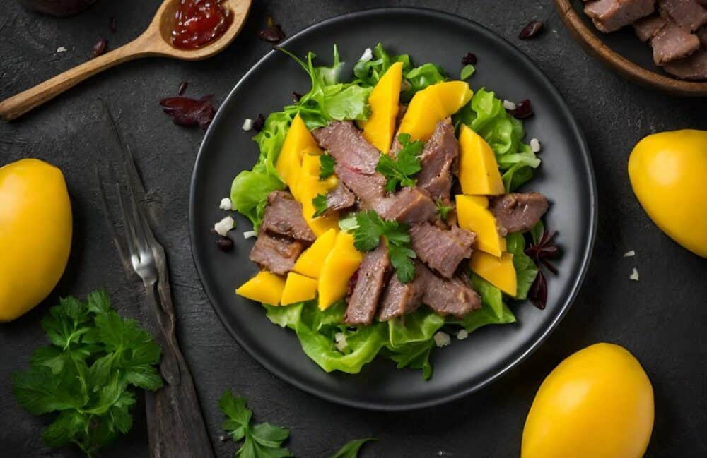 mango and chicken liver salad