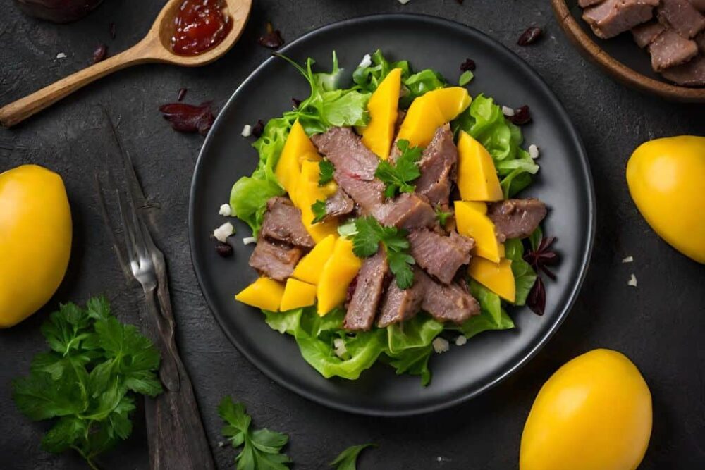 mango and chicken liver salad