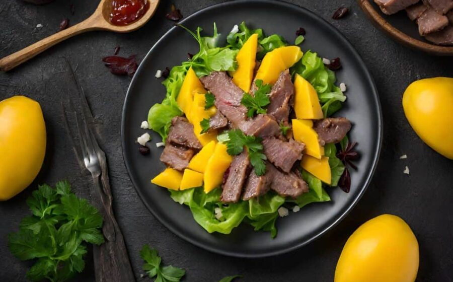 mango and chicken liver salad