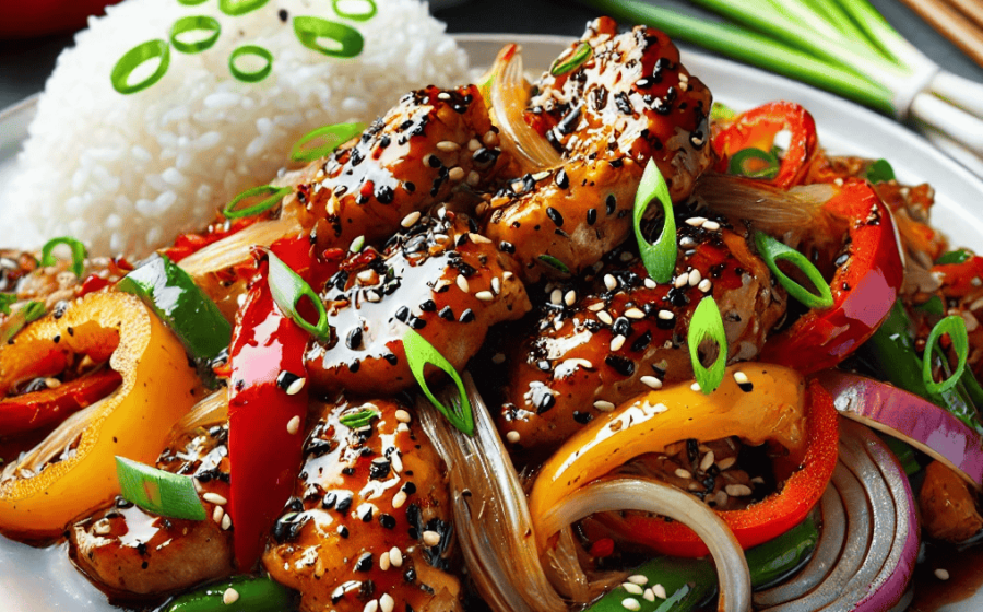 Black Pepper Chicken with Bean Sprouts